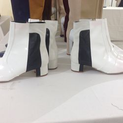 Manolo Blahnik white booties, $250