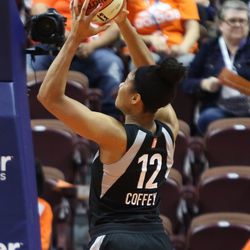 The Las Vegas Aces take on the Connecticut Sun in a WNBA game at Mohegan Sun Arena on May 20, 2018.