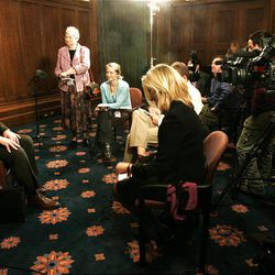 Joseph B. Wirthlin Jr., son of Elder Joseph B. Wirthlin, speaks to the media Tuesday at the Joseph Smith Memorial Building in Salt Lake City during a press conference about his father's passing.