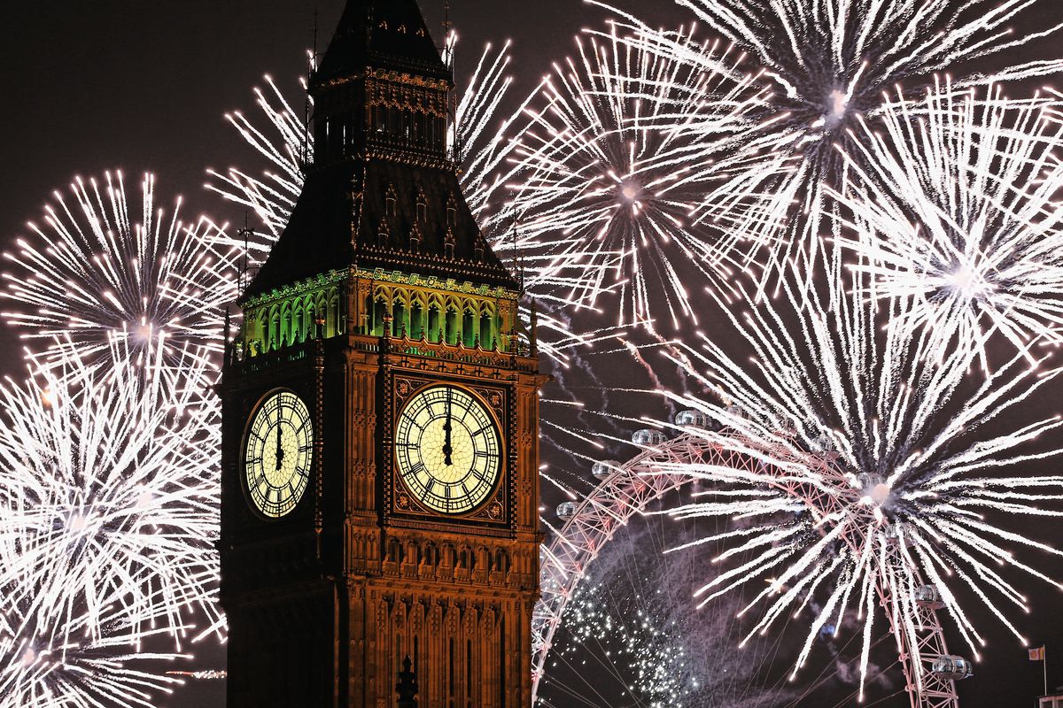 The New Year Is Celebrated In London With A Firework Display