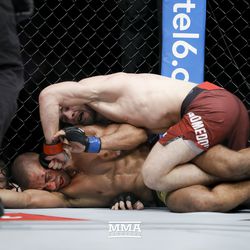Khabib Nurmagomedov looks for the finish at UFC 219.