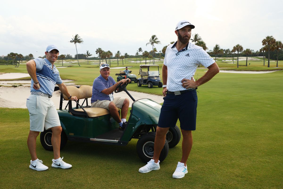 Jimmy Dunne, Rory McIlroy, Dustin Johnson at Seminole Golf Club