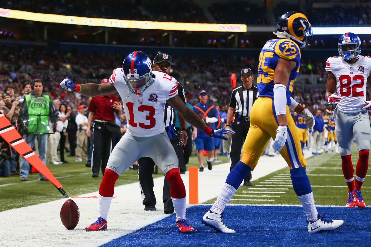 Odell Beckham was penalized for this celebration on Sunday