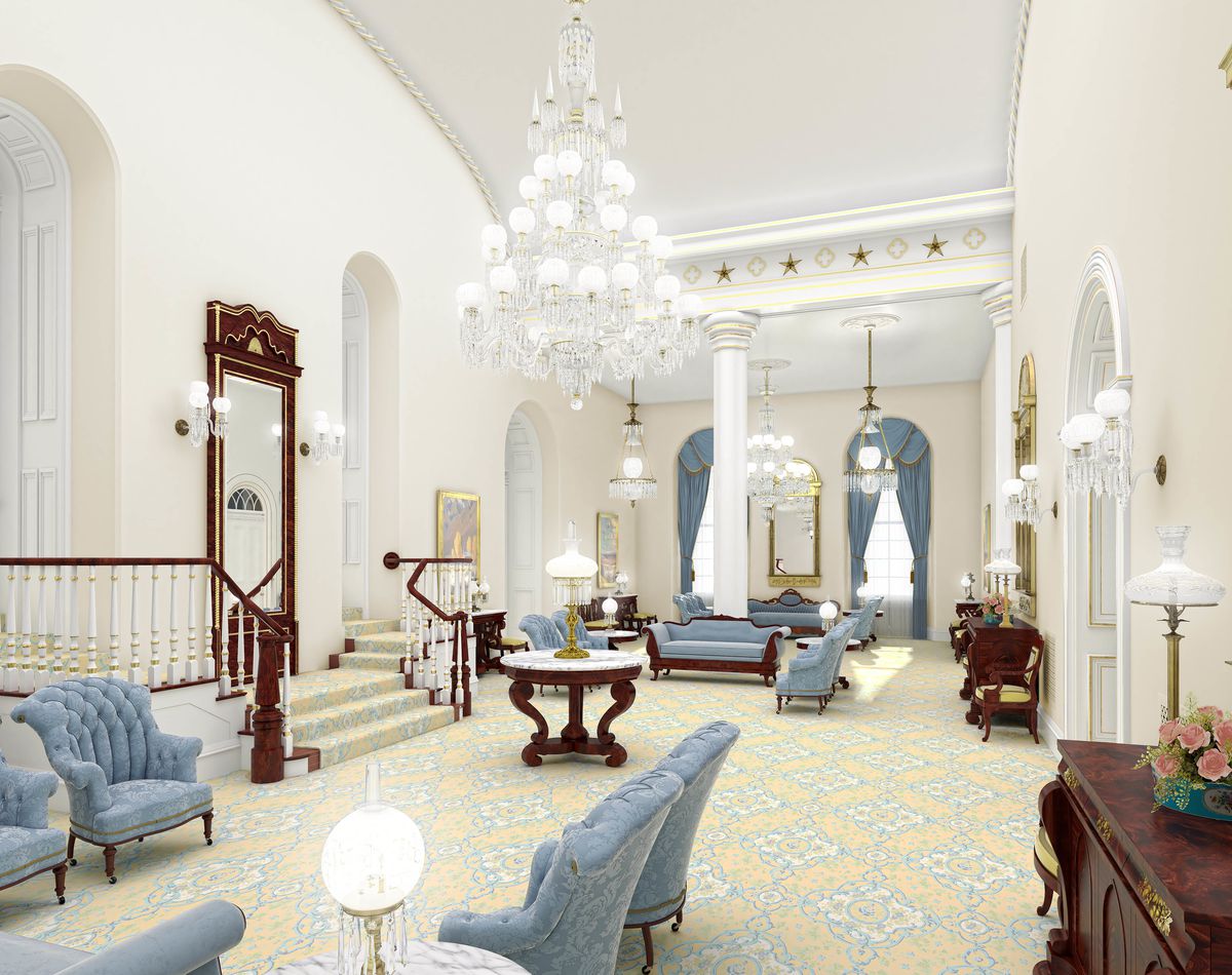 A rendering of the celestial room in the St. George Utah Temple. The temple will close Nov. 4 for extensive renovations.