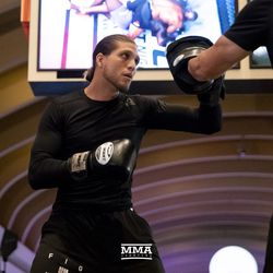 Brian Ortega warms up at UFC 226 workouts.