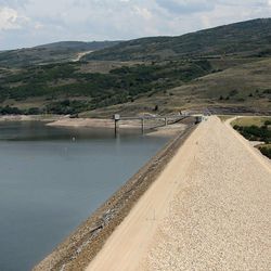The dam on the Jordanelle Reservoir on Thursday, Sept. 4, 2014.