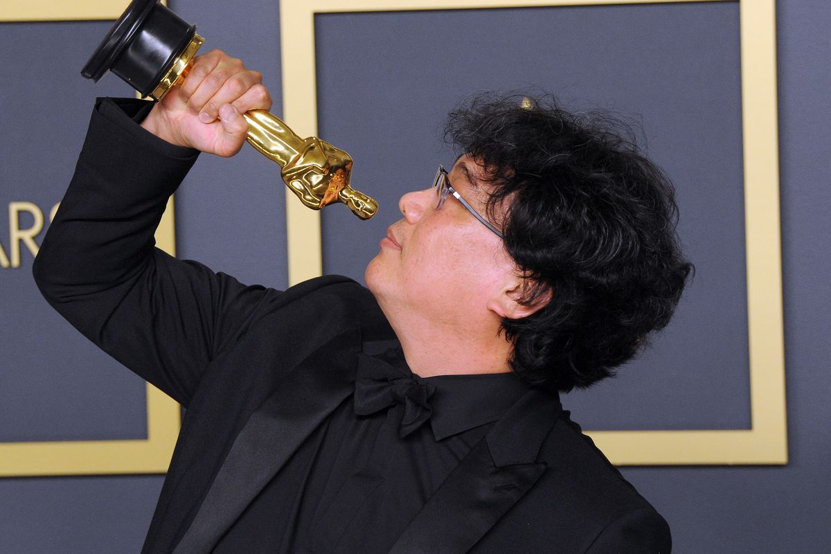 Bong Joon Ho poses with his Award for Best Director, Best Picture (‘Parasite’) inside The Press Room of the 92nd Annual Academy Awards held at Hollywood and Highland on February 9, 2020 in Hollywood, California.