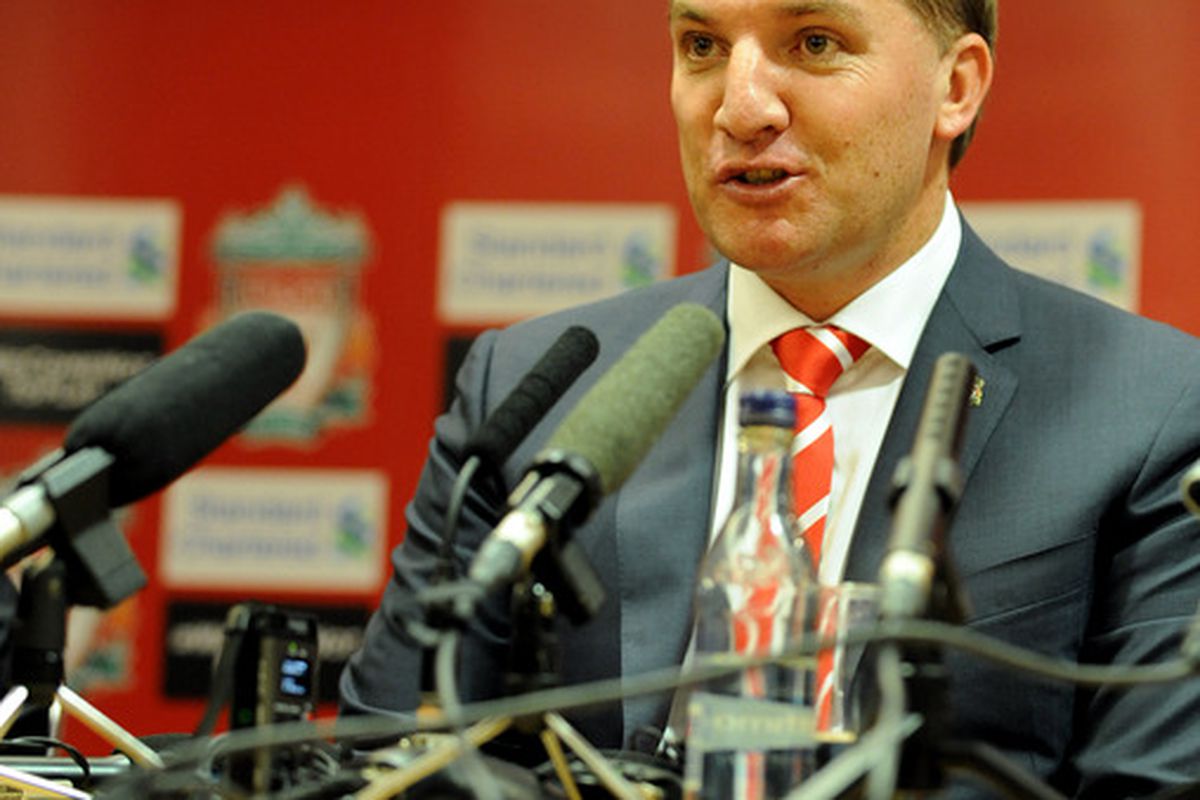 LIVERPOOL, UNITED KINGDOM - JUNE 01:  Brendan Rodgers is unveiled as the new Liverpool FC manager at a press conference at Anfield on June 01, 2012 in Liverpool, England. (Photo by Clint Hughes/Getty Images)