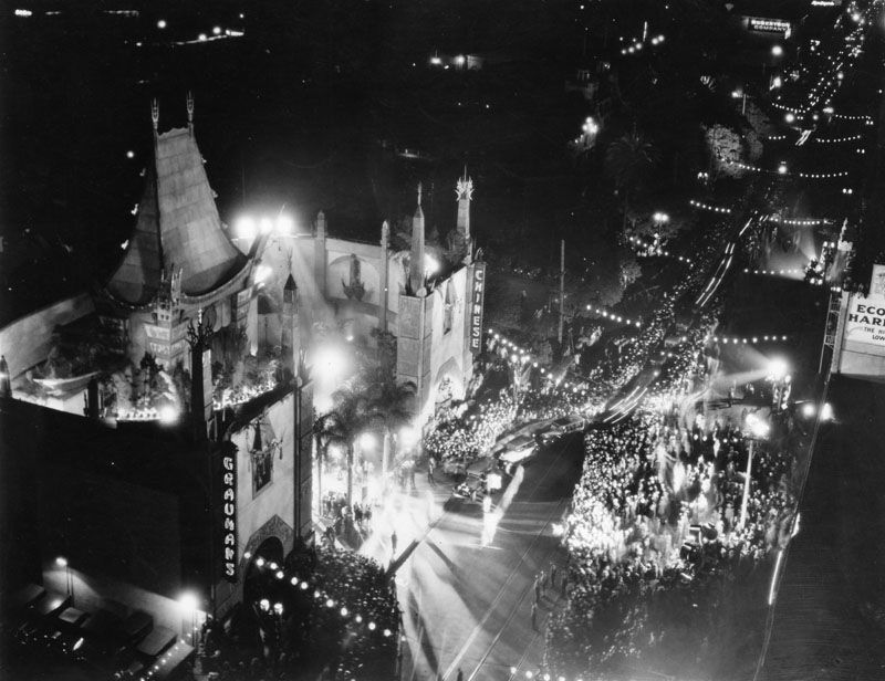Lights and crowds for a premiere