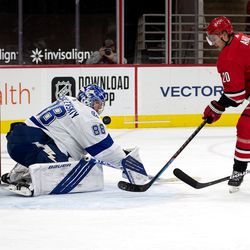 The Carolina Hurricanes beat the defending Stanley Cup Champions in a 4-0 shutout, Saturday, Feb. 20, 2021 in PNC Arena.