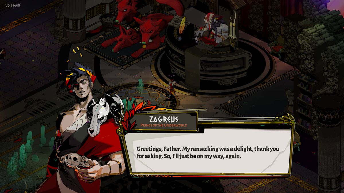 Zagreus and Hades trade wits in Hades