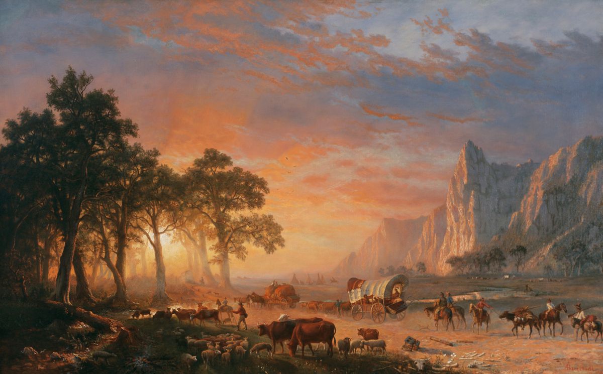 Emigrants Crossing the Plains - Sunset by Albert Bierstadt