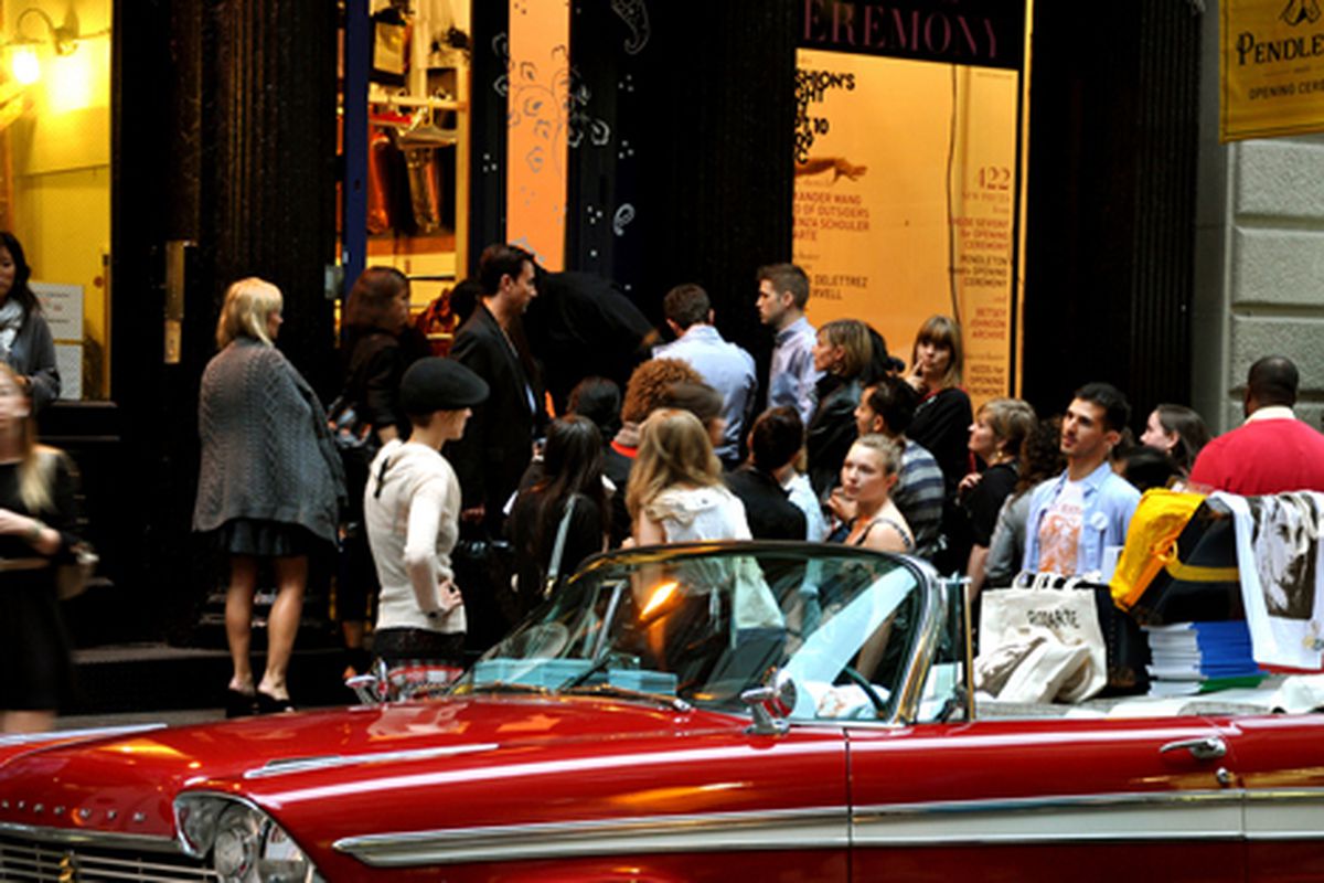 The scene outside Opening Ceremony on Fashion's Night Out via <a href="http://www.flickr.com/photos/essgee/3909684968/in/pool-rackedny/">EssG</a>/Racked Flickr Pool