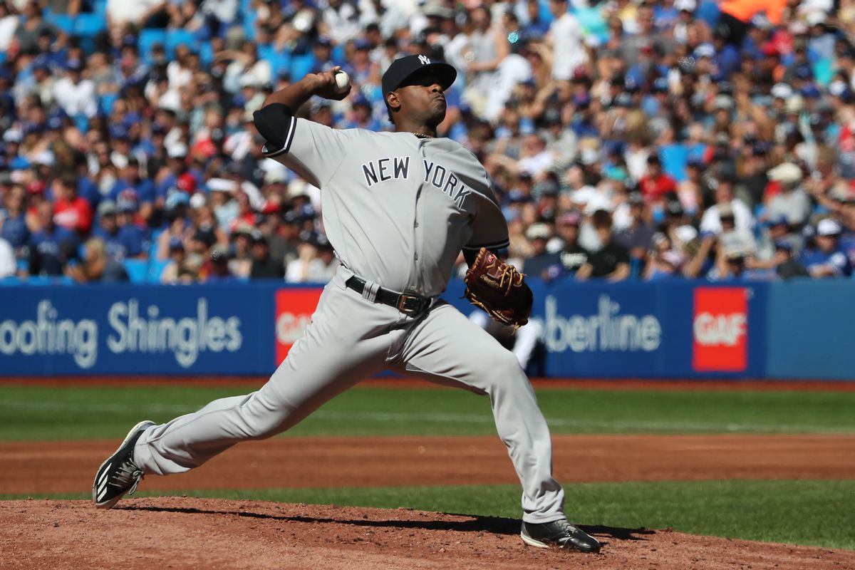 Luis Severino wins MLB-leading 14th game as the Yankees defeat Toronto 8-5 at Rogers Centre.