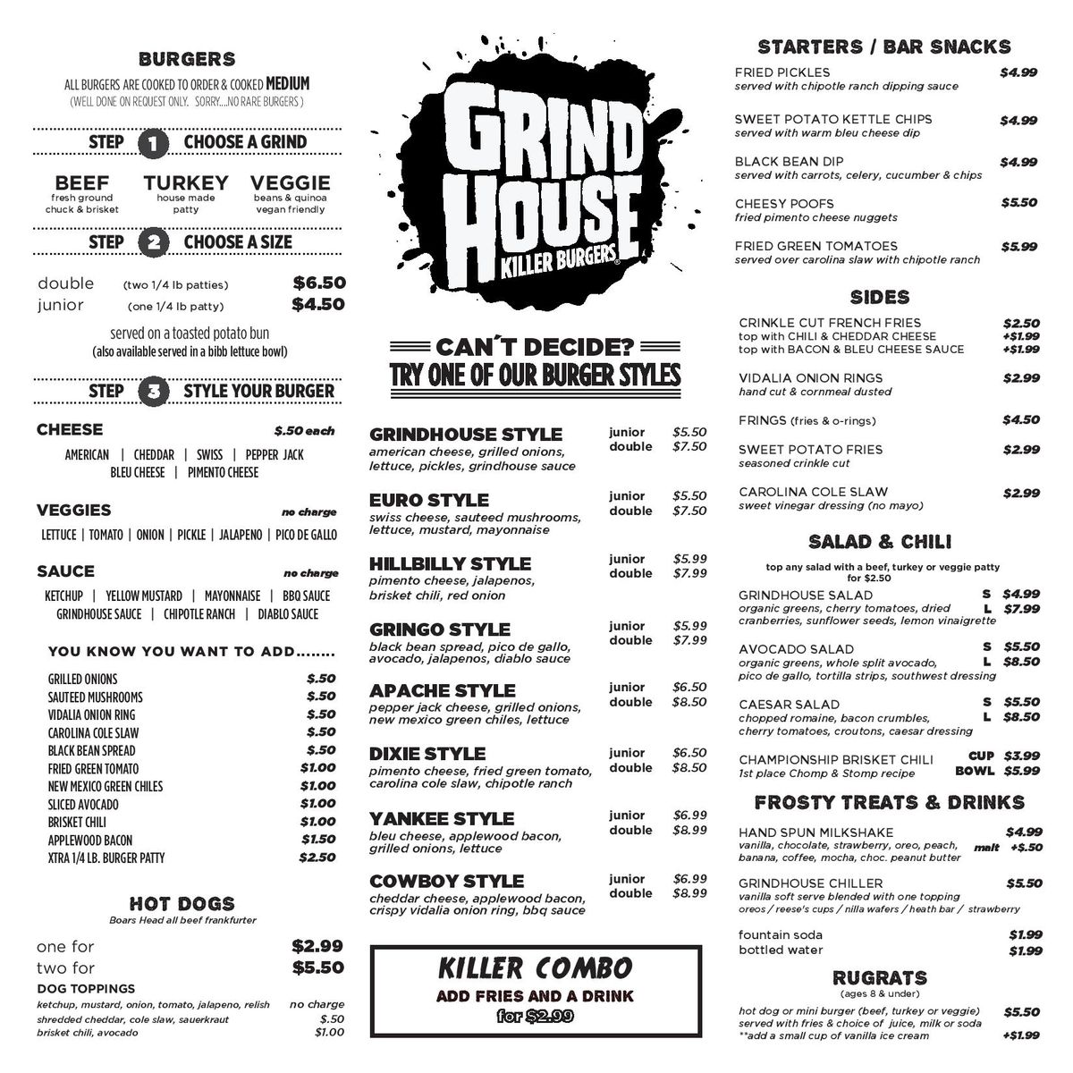 Grindhouse Decatur menu