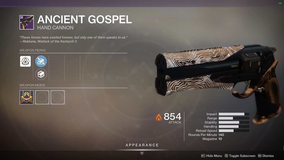Destiny 2’s Ancient Gospel Hand Cannon