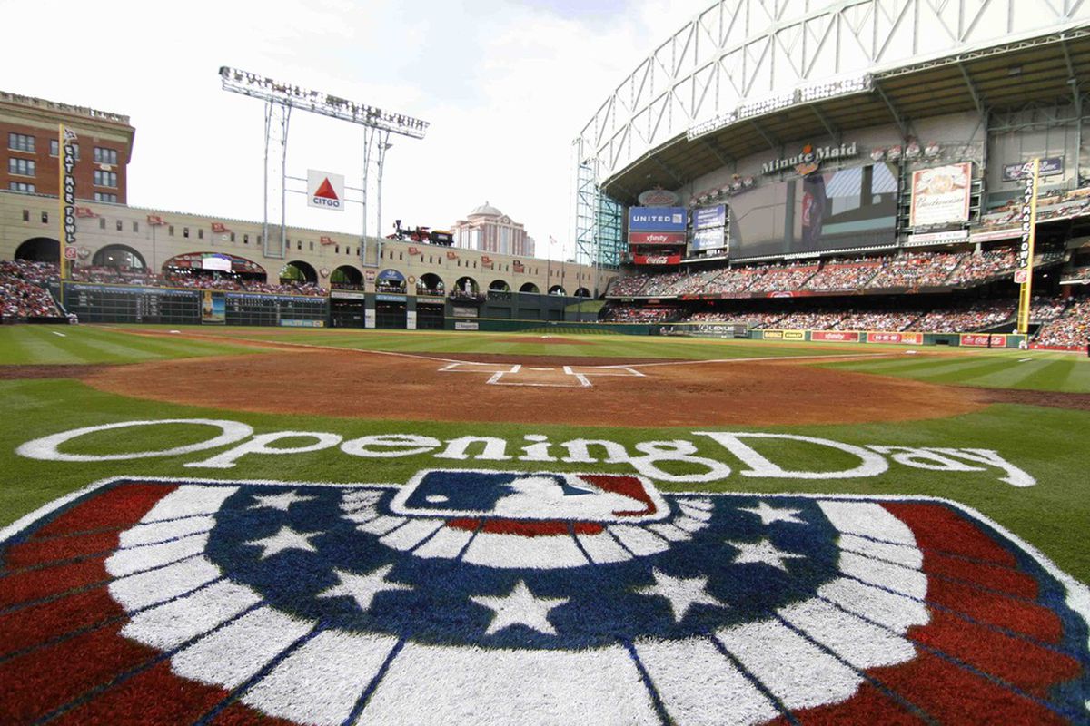 Apr 6, 2012; Houston, TX, USA; General view of Minute Maid Park on Opening Day before a game between the Houston Astros and Colorado Rockies. Mandatory Credit: Brett Davis-US PRESSWIRE