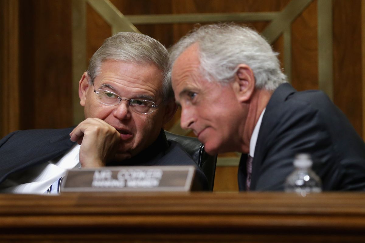 Sen. Bob Corker (right) is the lead Republican on the Foreign Relations Committee. Sen. Bob Menendez (left) was the lead Democrat until recently.
