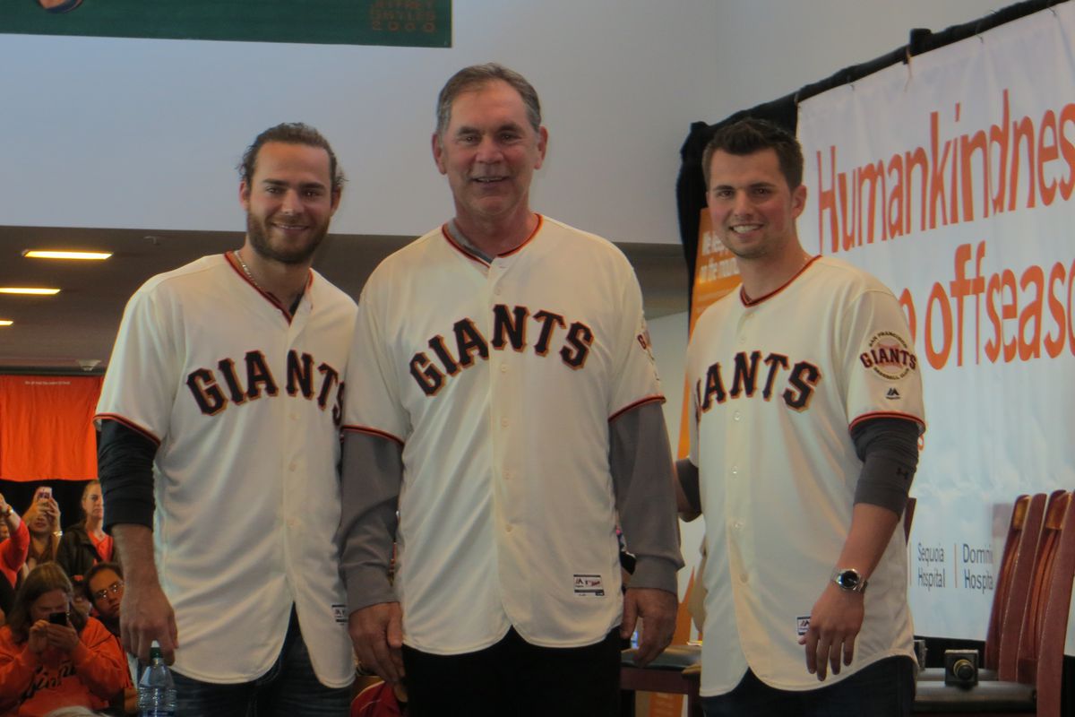 Crawford, Bochy, and Panik. Not pictured: Crawford's man bun. You're welcome.