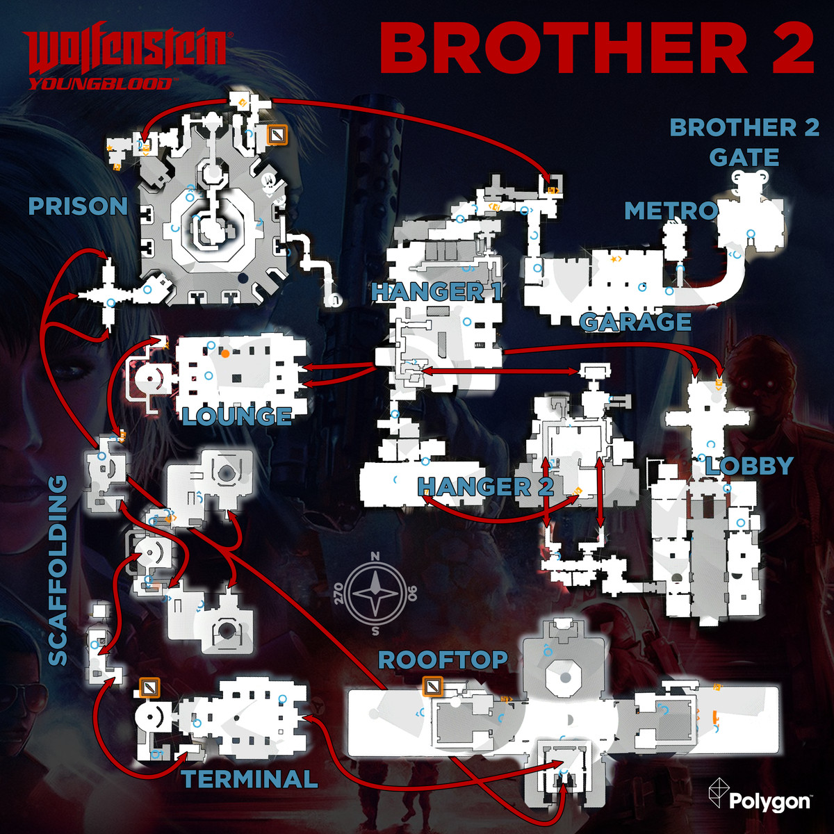 Wolfenstein: Youngblood Brother 2 map with Concept Packages icons