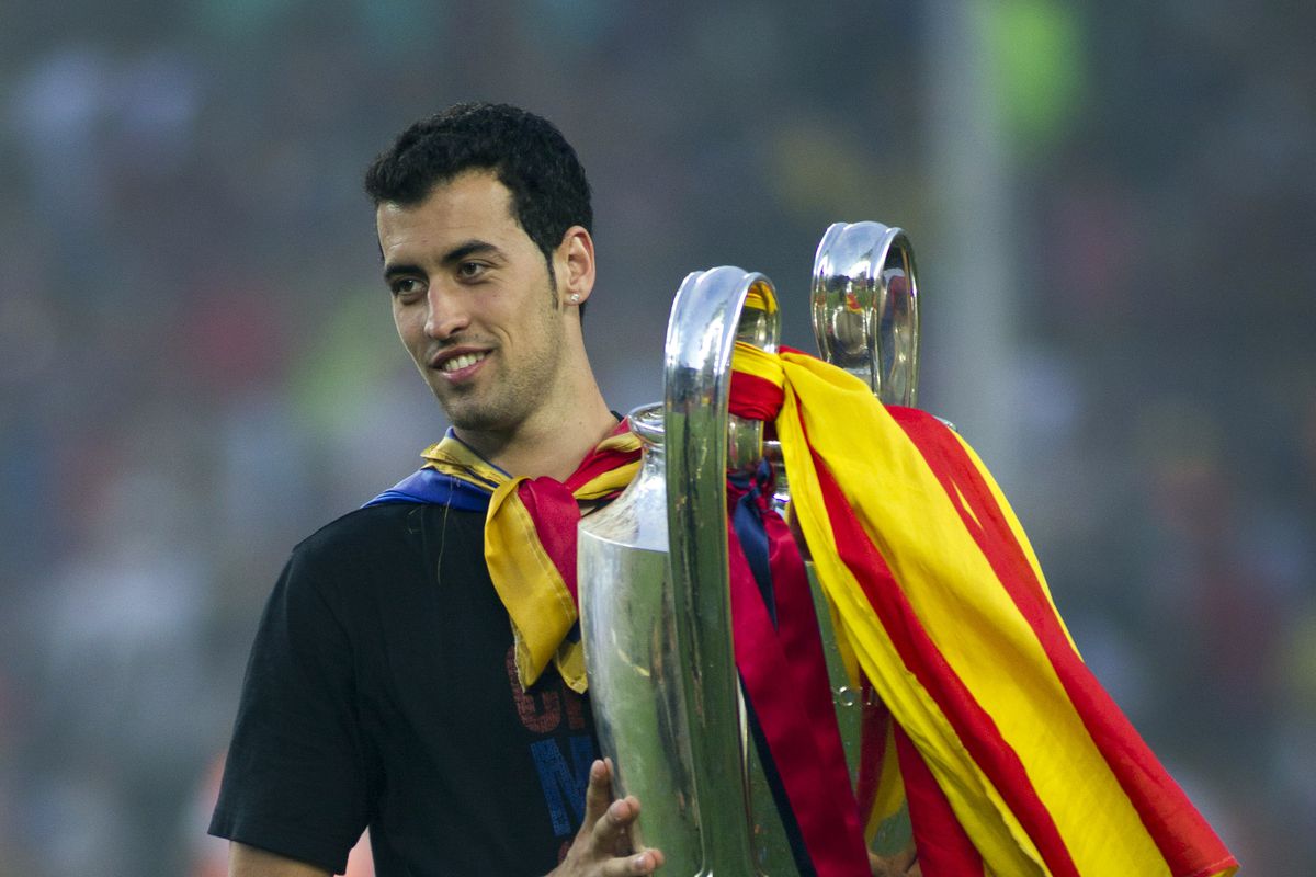 Barcelona’s Sergio Busquets holds the Ch