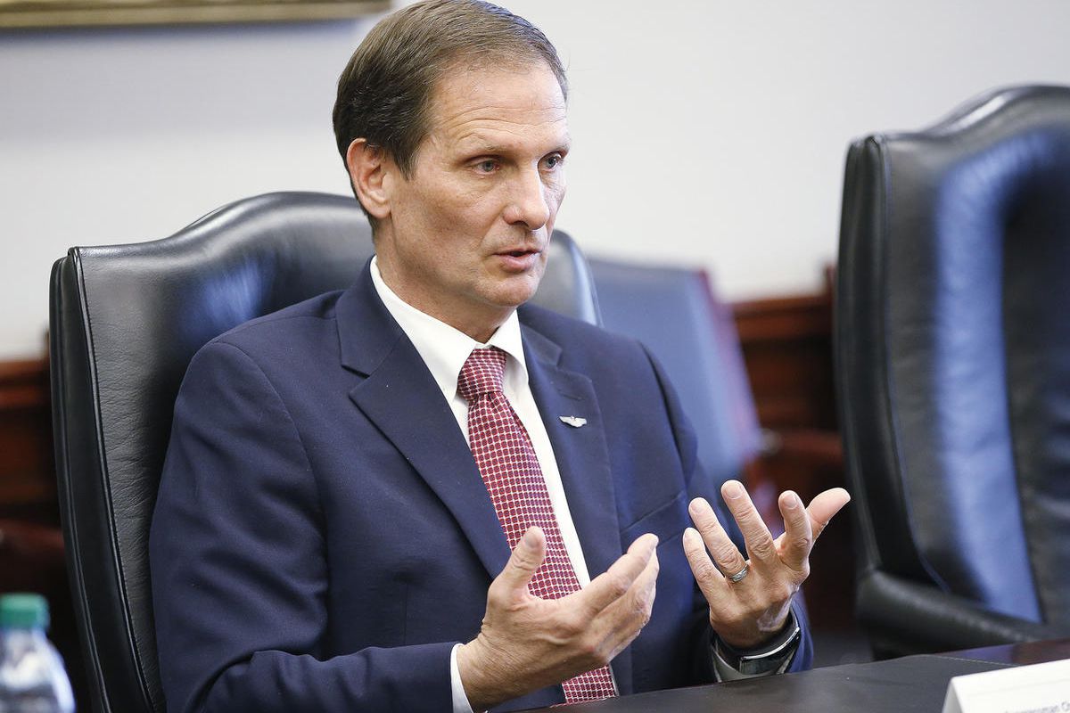 FILE - Rep. Chris Stewart, R-Utah, speaks to the Deseret News editorial board in Salt Lake City Thursday, March 31, 2016. Stewart is under reportedly under consideration as secretary of the Air Force in the administration of President-elect Donald Trump.