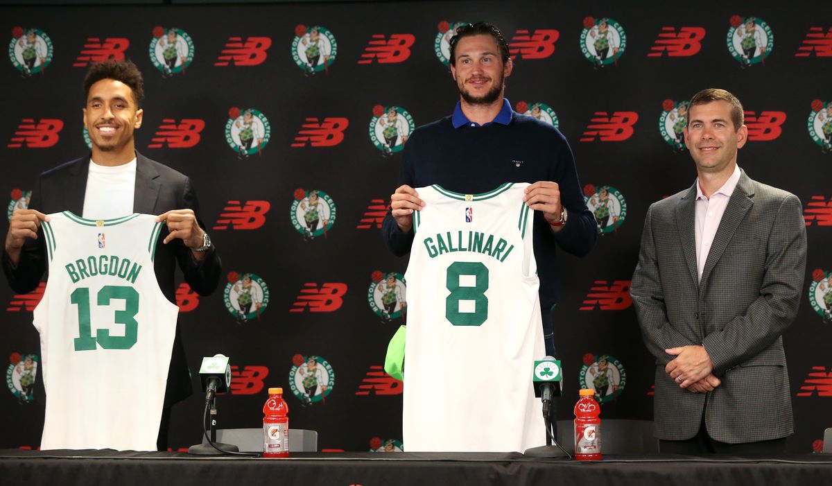 Conferencia de prensa de Boston Celtics para Gallinari y Brogdon