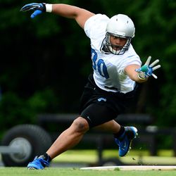 Detroit Lions defensive tackle Ndamukong Suh (90) during organized team activities at Lions training facility.