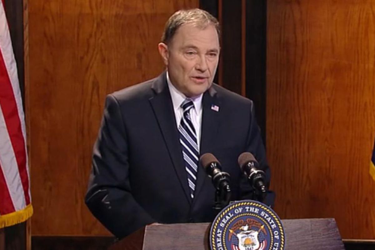 FILE - Utah Gov. Gary Herbert speaks at a monthly KUED, Ch. 7 press conference. Herbert announced Thursday that he will sign the controversial bill that would lower the legal blood-alcohol limit to .05 percent, stressing repeatedly it is an issue of publi