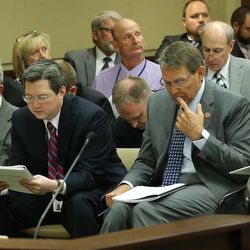 Members of the Utah House look over papers during a meeting at the Capitol in Salt Lake City on Tuesday, June 20, 2017. Lawmakers met to discuss the special election to replace Rep. Jason Chaffetz.