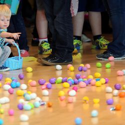 Brock Anderson waits for the start of the annual Easter egg hunt at Shriners Hospital for Children — Salt Lake City on Wednesday, March 23, 2016. 