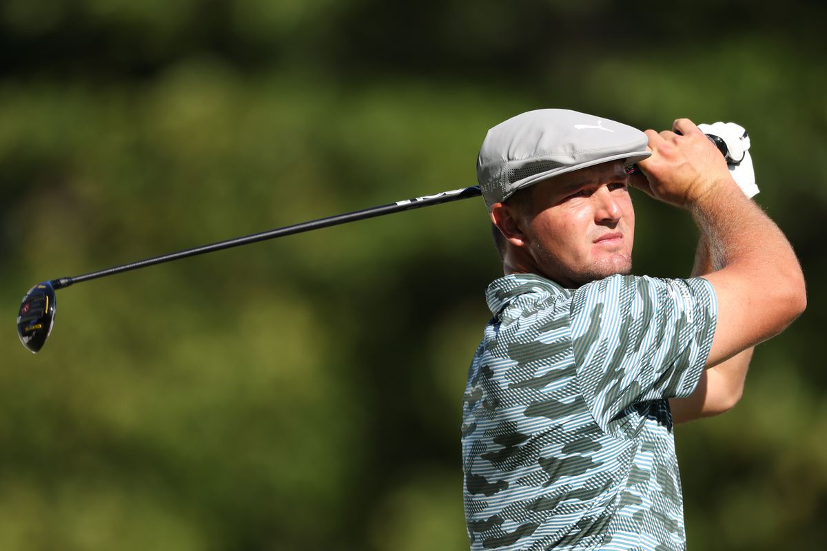 Bryson DeChambeau of the United States plays his shot from the 12th tee during the first round of The Northern Trust at TPC Boston on August 20, 2020 in Norton, Massachusetts.