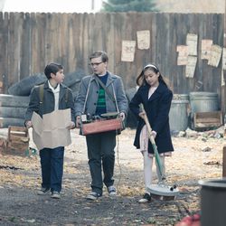 Jonathan Morgan Heit as Arthur Milligan, Charlie Plummer as Timmy Sanders and Malia Tyler as Madeline Andrews in a scene from "Granite Flats."