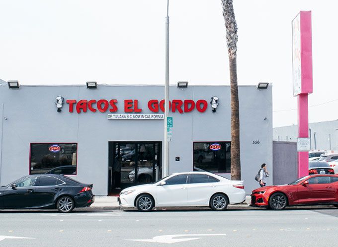 The storefront of Tacos El Gordo.