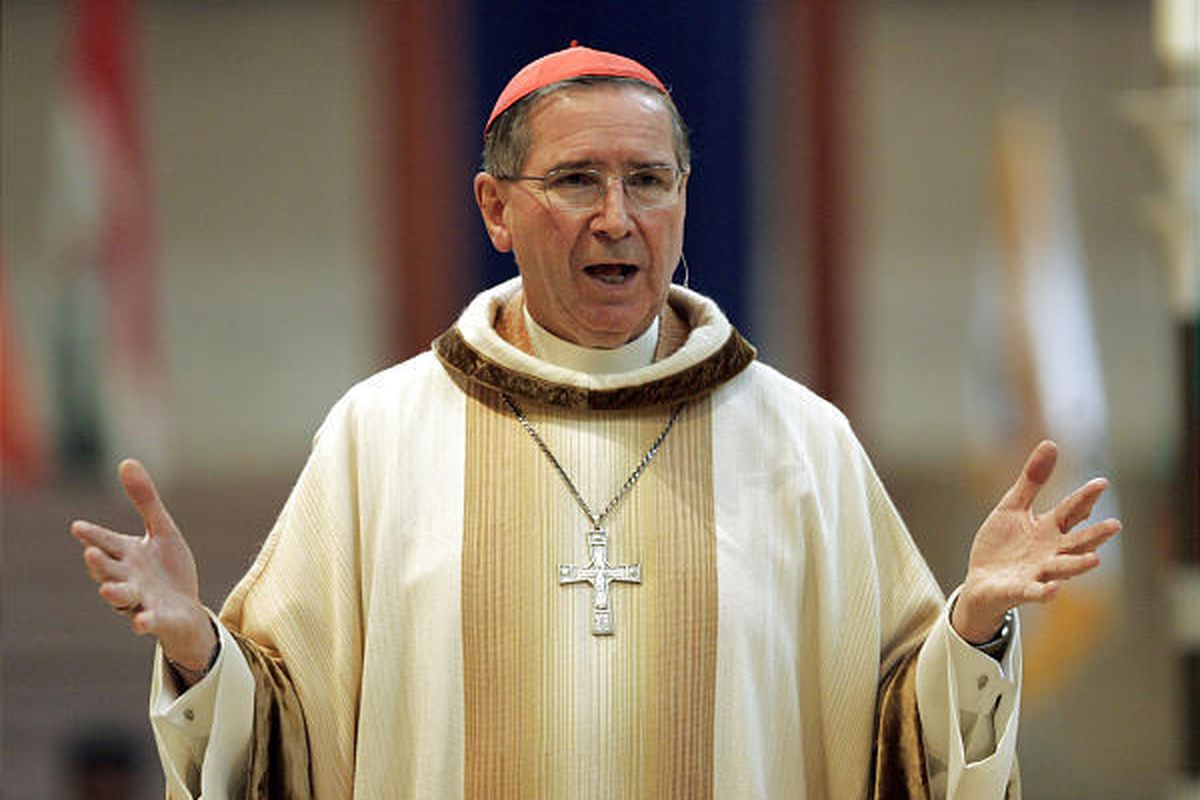 Cardinal Roger Mahony speaks at a 2007 migration Mass at the Cathedral of Our Lady of the Angels in Los Angeles.