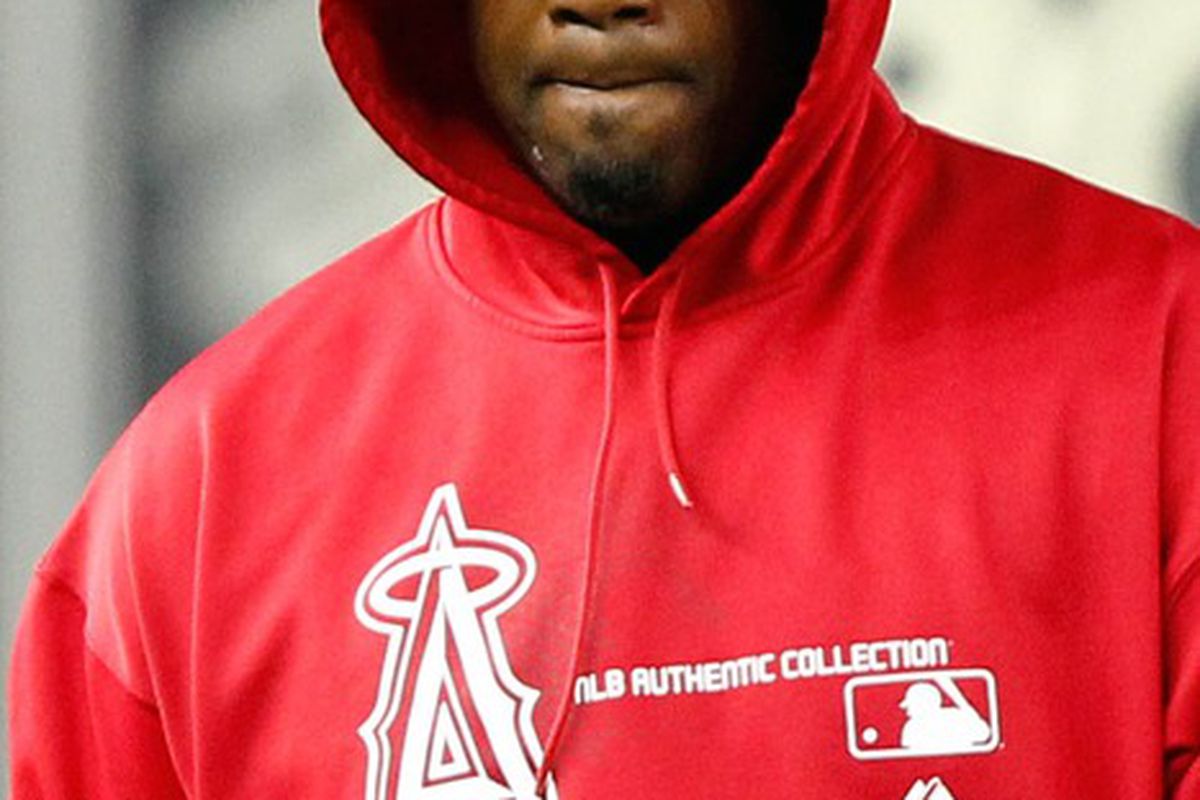 Apr. 15, 2012; Bronx, NY, USA; Los Angeles Angels starting pitcher Jerome Williams walks to the dugout before the game against the New York Yankees at Yankee Stadium. Mandatory Credit: Debby Wong-US PRESSWIRE