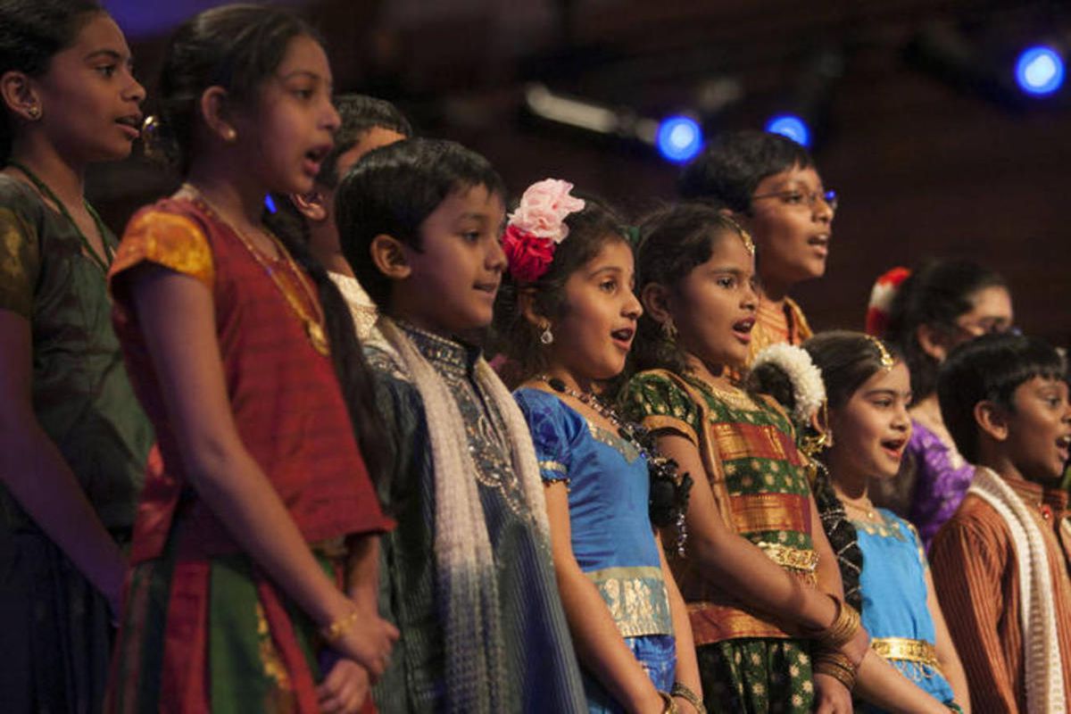 Sri Ganesha Hindu Temple and India Cultural Center of Utah Children's Choir perform at the 2013 Salt Lake Interfaith Roundtable Interfaith Musical Tribute at the Tabernacle on Temple Square. 