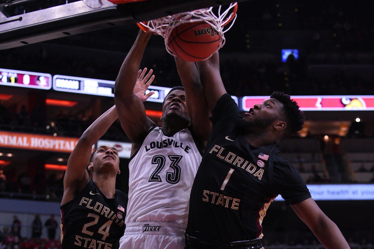 Steven Enoch dunks in the loss against Florida State.