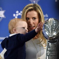 Eli Manning’s wife, Abby, and son, Charles.
