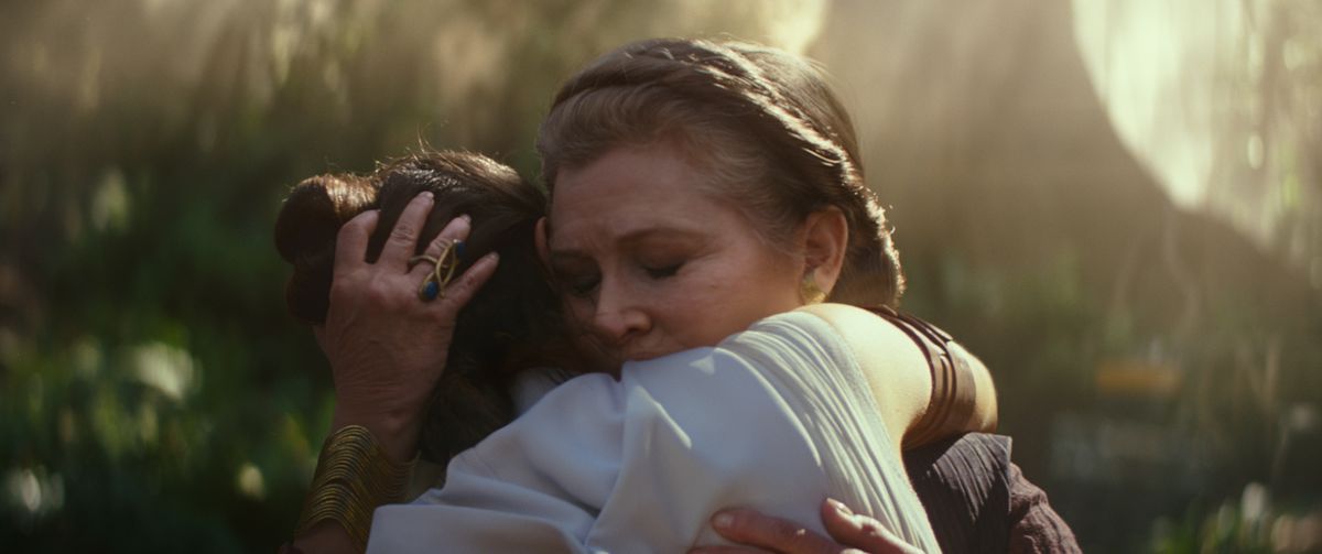 General Leia Organa (Carrie Fisher) and Rey (Daisy Ridley) in “Star Wars: The Rise of Skywalker.” | COURTESY DISNEY