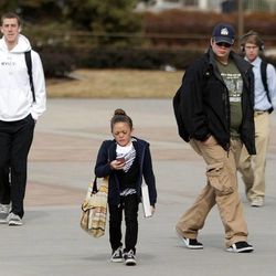BYU student Kelsey Morasco walks to class on campus  in Provo   Feb 15, 2012. Morasco does not want to limited in anything that she does.  