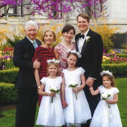Ariel Bybee with her husband James E. Ford, daughter Neylan McBaine, son-in-law Elliot C. Smith and Bybee's three granddaughters.