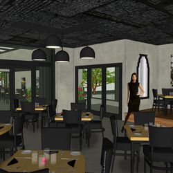 A view of the second-floor dining area at 5Church.