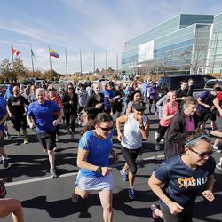Runners start the USANA Turkey Trot 5K in Salt Lake City, Thursday, Nov. 6, 2014. USANA employees donated more than 800 pounds of food to the Utah Food Bank.