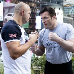 Fedor squares off with Chael Sonnen at Bellator workouts.