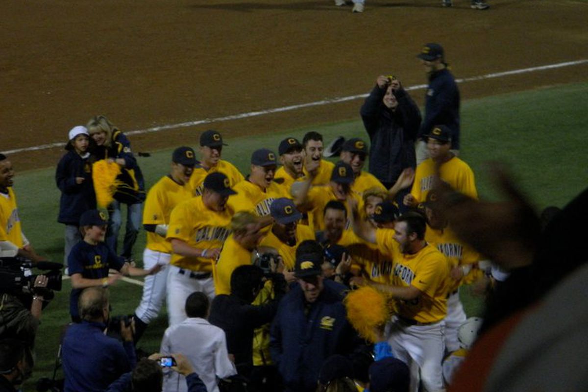 Will Cal be able to celebrate this way in Omaha?  They've got to get past some tough, tough teams to do so.