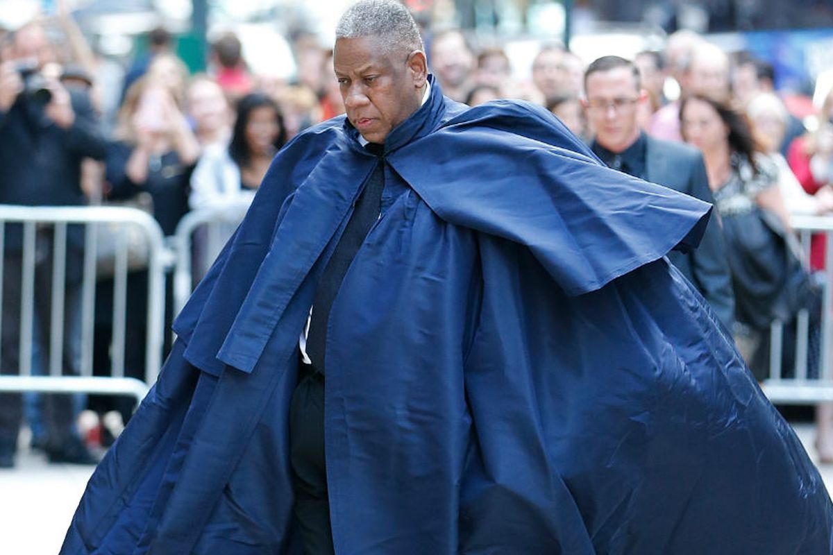 André Leon Talley arriving at L'Wren Scott's memorial service on May 2.