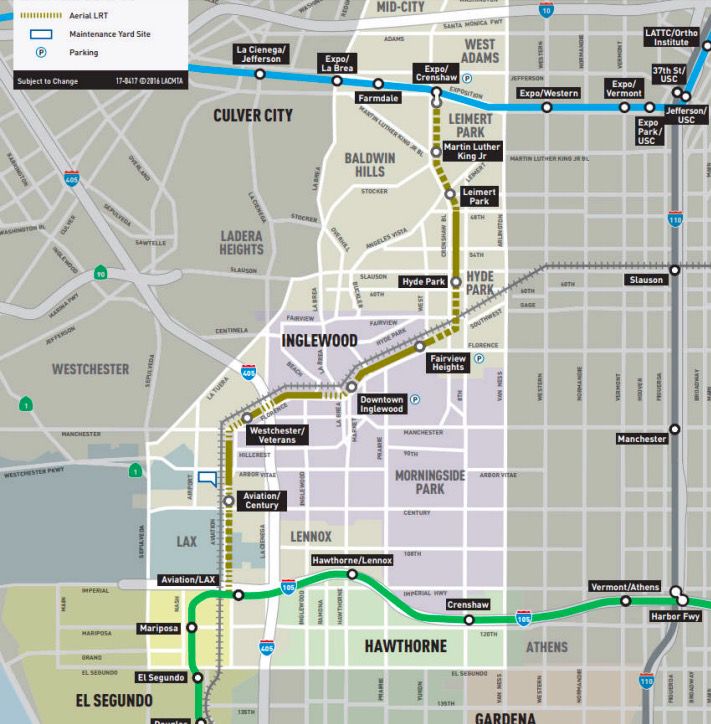Crenshaw/LAX Line map