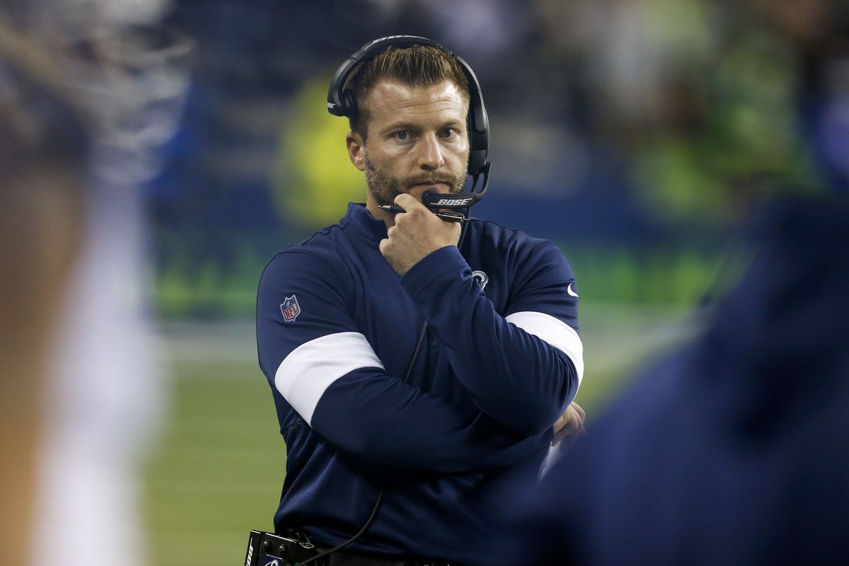 Los Angeles Rams Head Coach Sean McVay on the sideline during the Week 5 game against the Seattle Seahawks, Oct. 3, 2019.