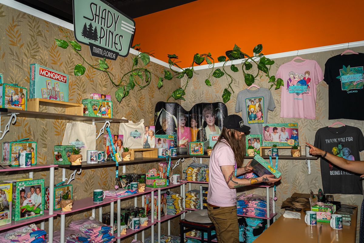 A room set up to sell merchandise. 